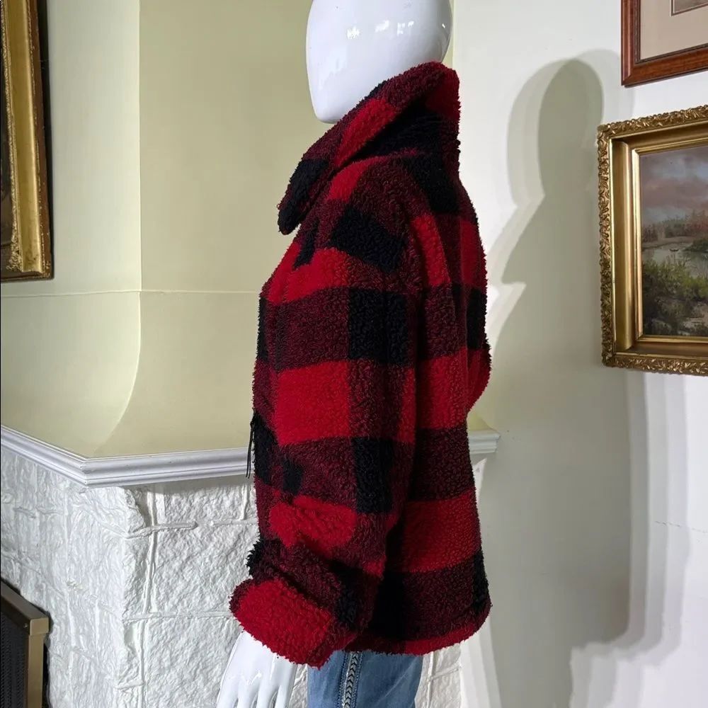 Roots Buffalo Plaid Sherpa Jacket – Red & Black – Size M - Picture 5 of 17